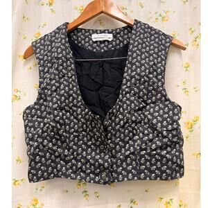 Anna Nata‎ Floral Black Vest Spring Summer Lightweight Medium